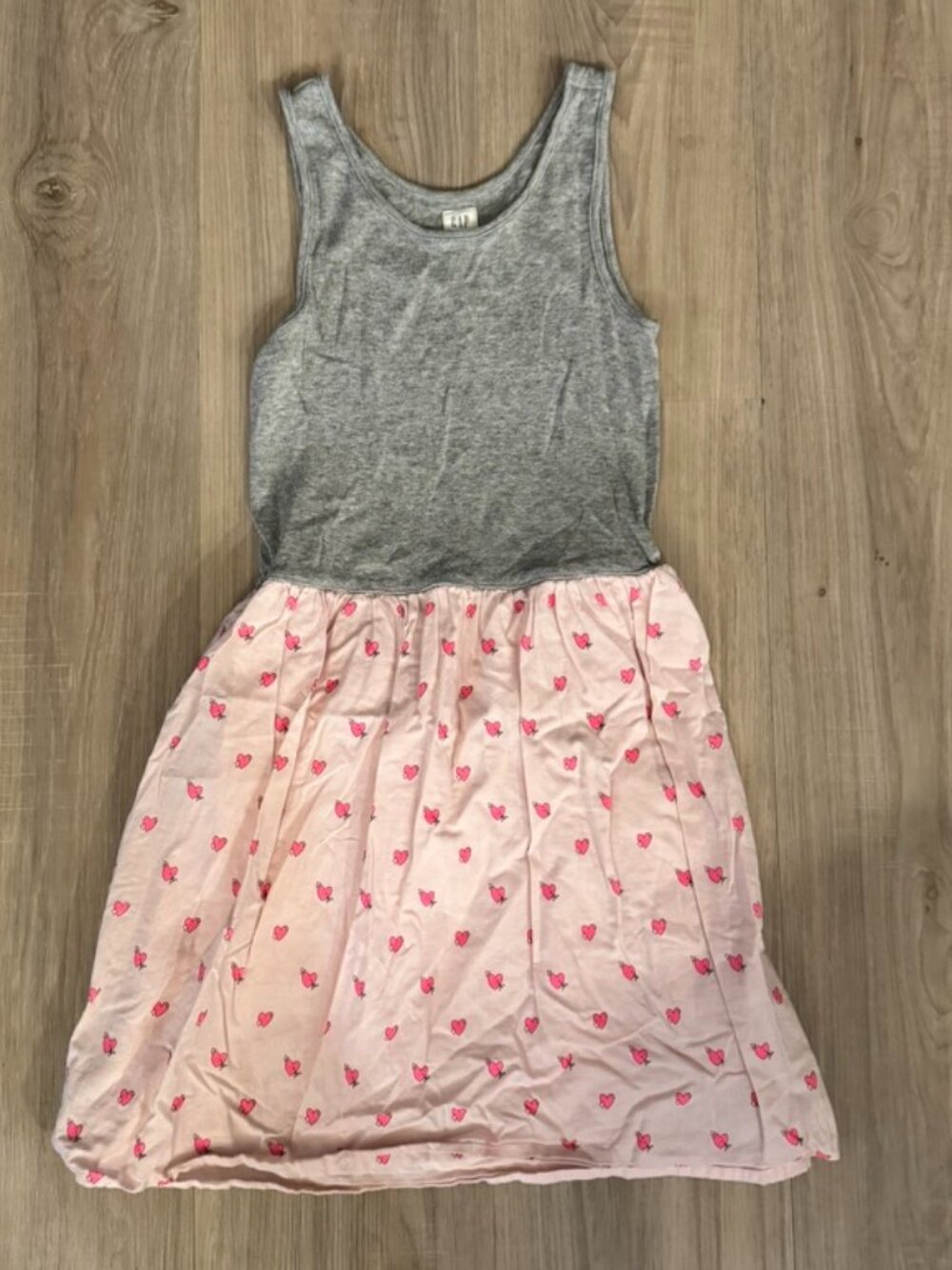 GAP kids pink mix-fabric Tank DRESS heart fun size 8 medium